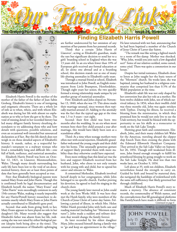 front page of the newslatter